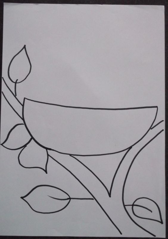 a drawing of a flower with leaves on it