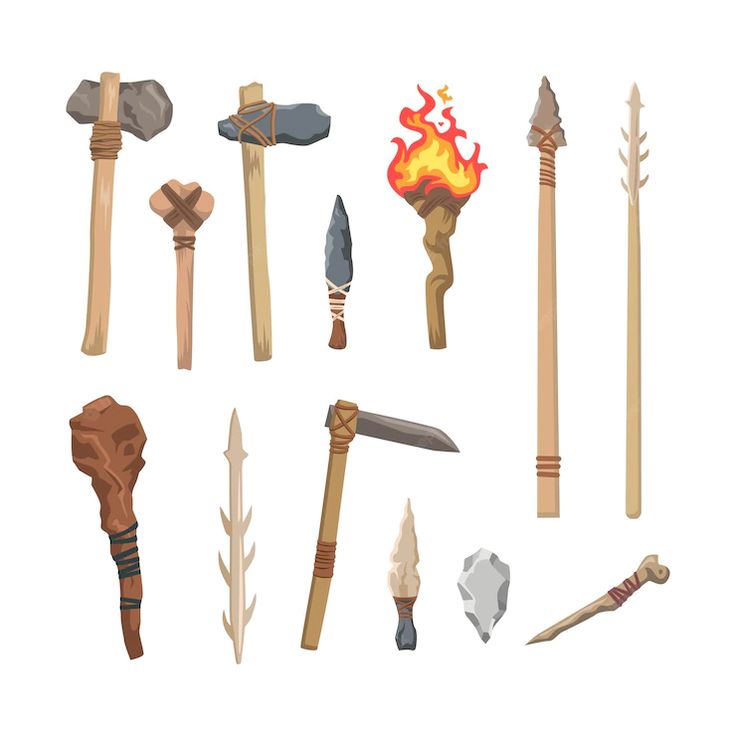 an assortment of different types of axes and axes with fire in the middle, on a white background