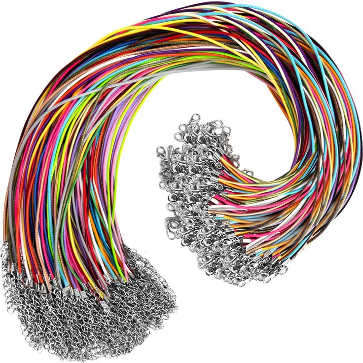 an assortment of colorful wires and chains on a white background with clipping for text