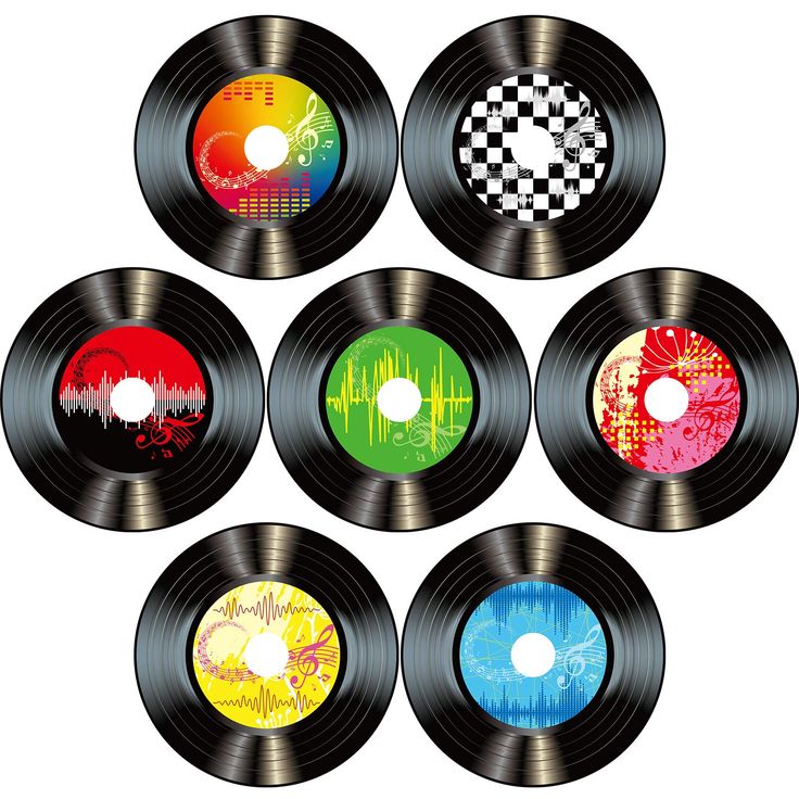 six different colored vinyl records with the number 35 on each one side and an image of a