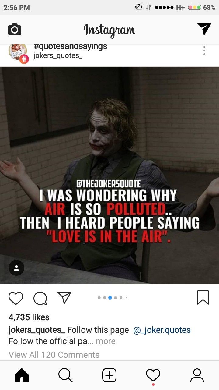 the joker quote is shown on an instagramture page for fans to use it