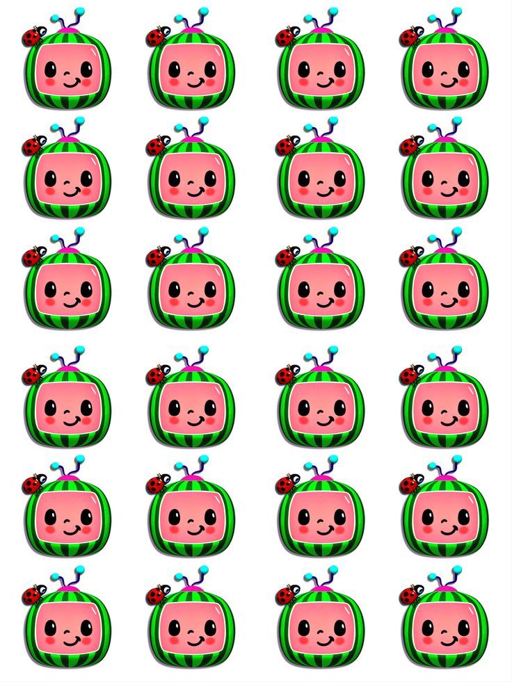 an array of cartoon apples with faces and eyes, all arranged in rows on white background