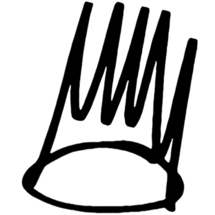 a black and white drawing of a hat with the word w on it's side