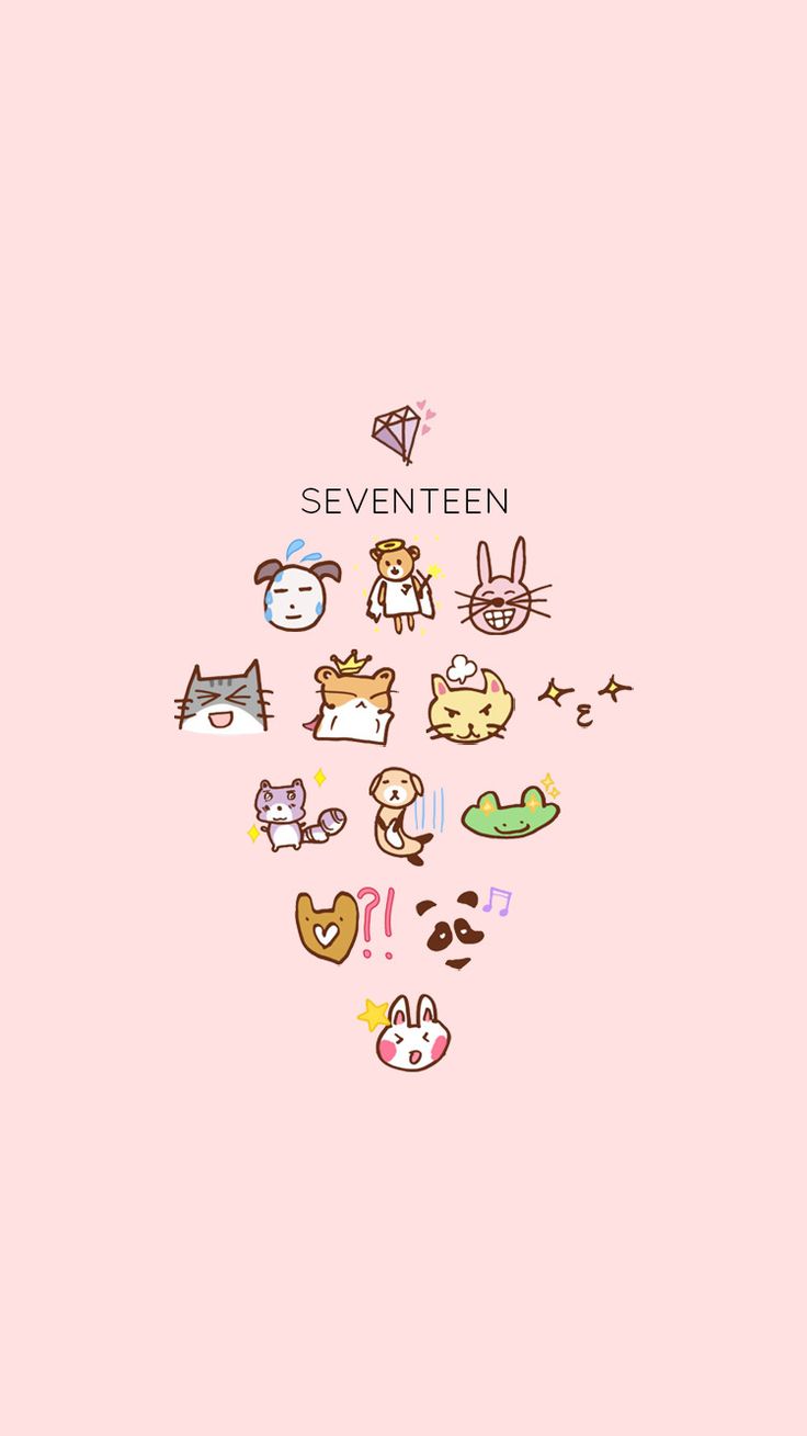 several different types of animals and letters on a pink background with the words seventeen