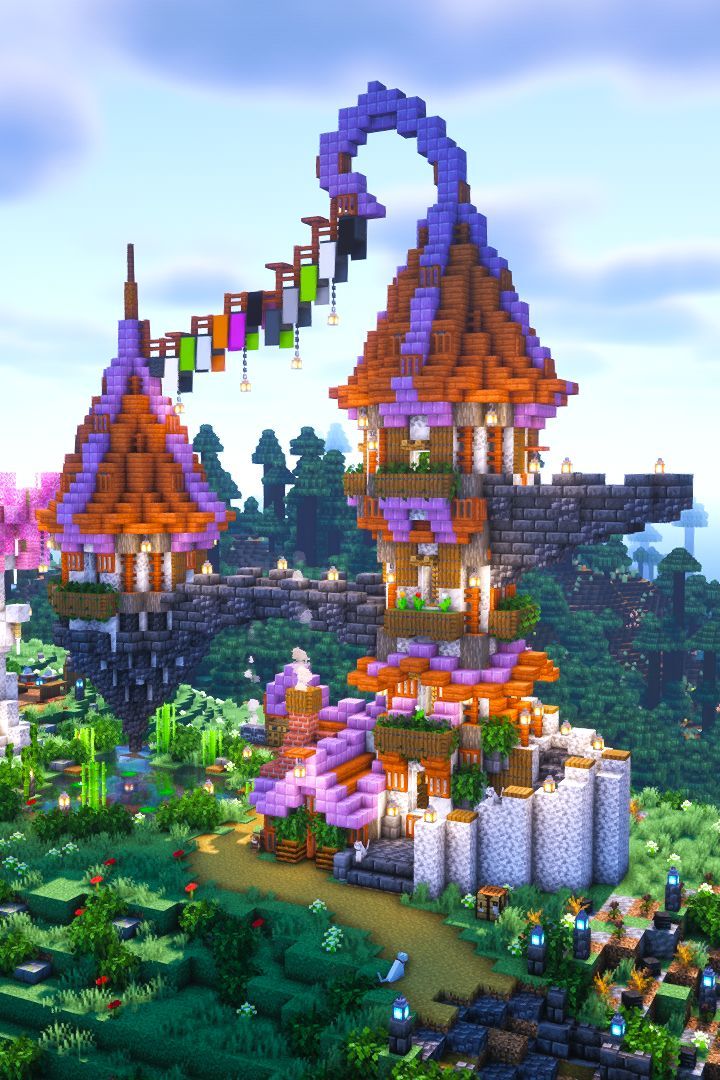 Today, I will be building an epic Minecraft Wizard Tower with a floating structure. The tower comes with an enchanting station and custom brewing station. Check out the tutorial on how to build this awesome Minecraft Wizard Tower. ~Minecraft Wizard Tower~ #Minecraft #MinecraftTower #MinecraftWizard #MinecraftAesthetics Tall Minecraft Buildings, Princess Tower Minecraft, Minecraft Wizard Castle, Minecraft Wizard Tower Tutorial, Mythical Minecraft House, Minecraft Astronomy Tower, Minecraft Cartoon Builds, Minecraft Mushroom Tower, Minecraft Witch Builds