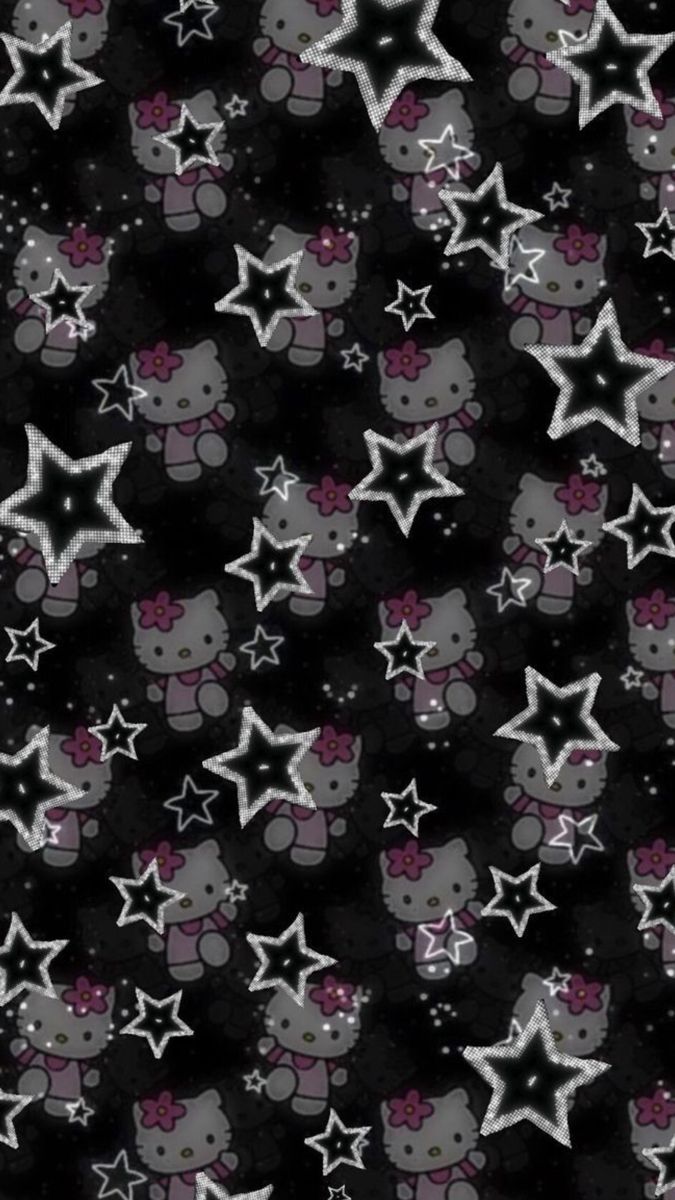 a black background with white stars and teddy bears