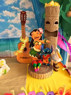 an image of a hawaiian themed birthday party with luaus and tiki's