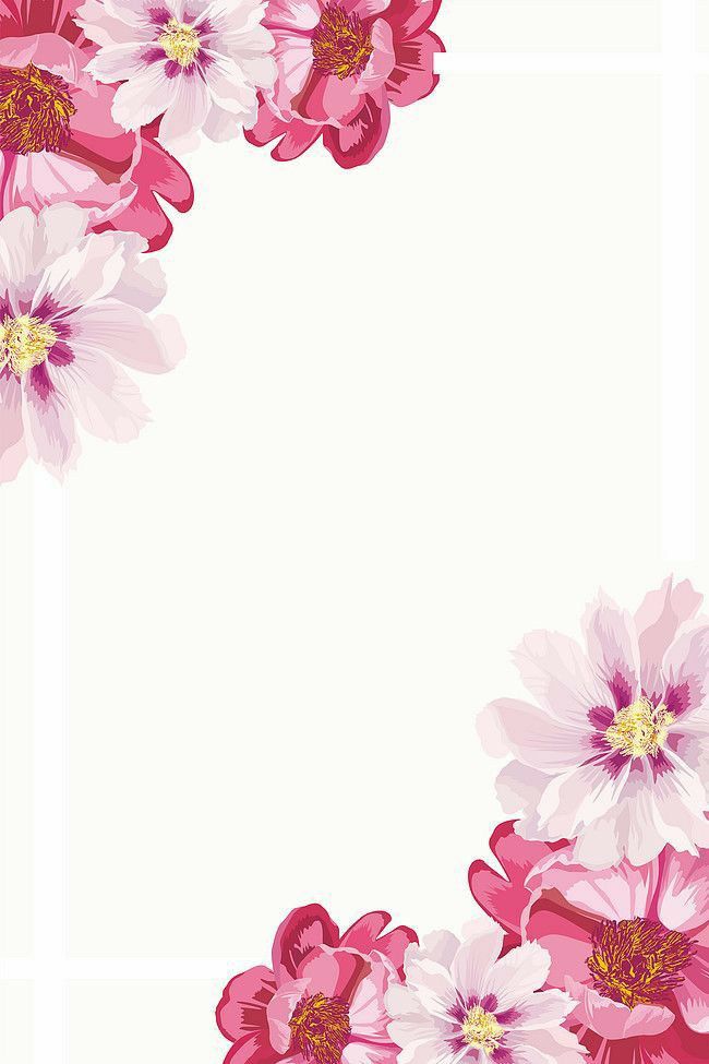 pink and white flowers are in the corner of this square frame, with space for text