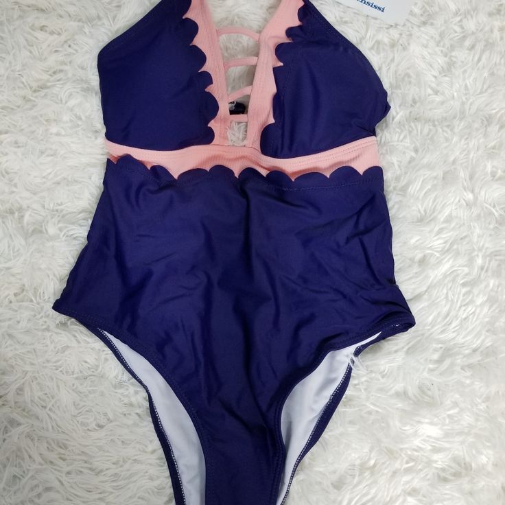 Beachsissi Low Cut Scalloped Edge One Piece Swimsuit. Nwt. Navy/Pink. Lattice Bust. Pink Part Is Ribbed. Straps Are Adjustable. Clasp Closure In Back. Summer Pink Lined Tankini, Pink Lined Summer Tankini, Pink Lined Tankini For Summer, Pink Lined Swimwear For Beach, Pink Lined Body Swimwear, Pink Lined Tankini For Poolside, Pink Tankini With Lined Body For Poolside, Pink One-piece Tankini For Party, Pink Party Tankini With Lined Body