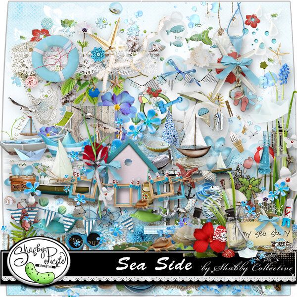 an image of sea side collage with boats, flowers and other things in the background