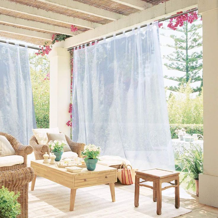 PRICES MAY VARY. Polyester READY MADE: Package = 1 panel sheer outdoor curtain with tab top + 1 Piece tieback. The outdoor panel has been treated for water repellency. GOOD PERFORMANCE: Outdoor sheer cut down the insect invasion to a certain extent. They blow in the wind and are easily managed with the BONUS TIE BACKS. MATERIAL&PRIVACY: Soft flowing voile panel lets a bit of sunlight in, while still providing some privacy from the outside. GOOD TO GO: Thread trimmed and wrinkle-free, the tab (1. Pergola Front Porch, Outdoor Gazebo Curtains, Balcony Curtains, Outdoor Drapes, Outdoor Panels, Outdoor Curtains For Patio, Porch Curtains, Pergola Curtains, Voile Panels