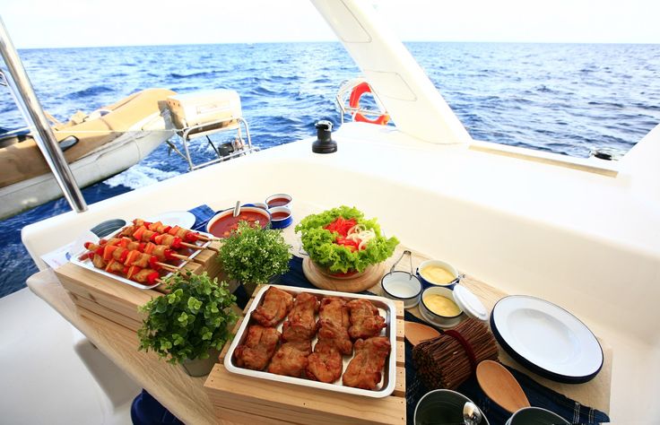 the food is prepared on the boat ready to be eaten