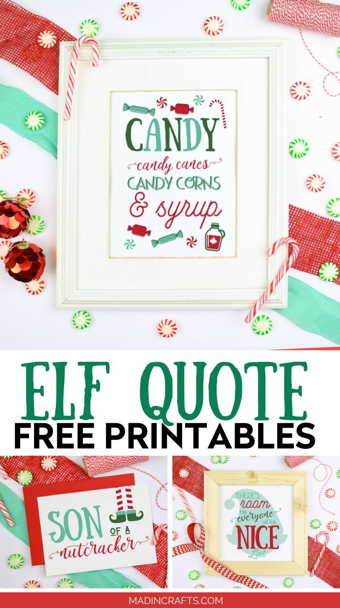 an elf quote with candy canes and candies in the background