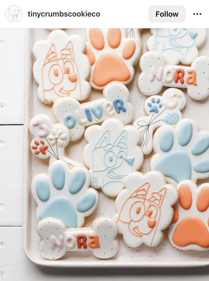 some cookies with different designs on them