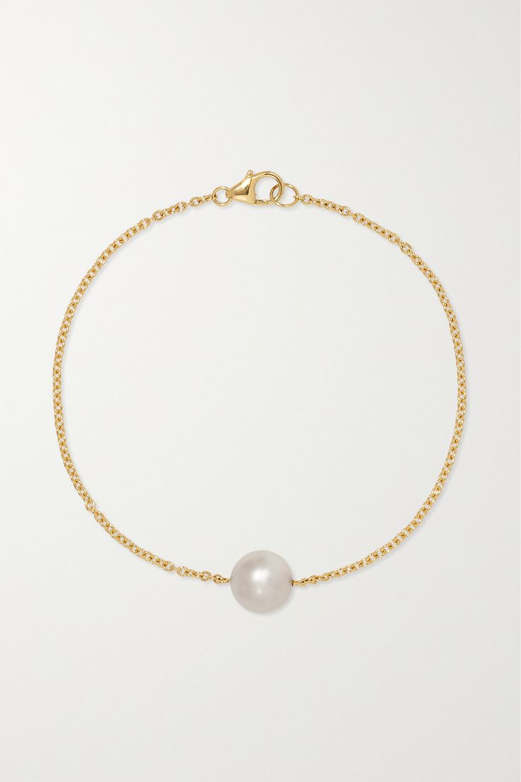 MIKIMOTO uses traditional Japanese techniques to create its stunning settings. This bracelet is made from 18-karat gold with an elegant fine-linked chain and a lustrous Akoya cultured pearl. Wear it solo or stacked next to your favorite watch. Elegant Pearl Chain Bracelet For Formal Occasions, Formal Pearl Charm Chain Bracelet, Formal Adjustable Pearl Chain Bracelet, Luxury Pearl Drop Bracelets For Formal Occasions, Luxury Pearl Chain Bracelet For Formal Occasions, Timeless Formal Bracelet With Pearl Chain, Timeless Formal Pearl Chain Bracelet, Luxury Akoya Pearl Bracelet With Pearl Chain, Luxury Akoya Pearl Chain Bracelet