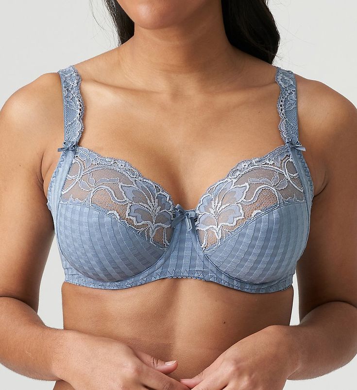 This bra features stretch Leavers lace along the top of the cups, which allows for an adaptable fit for each breast - even if one breast is larger than the other. Perfect for women with full breasts and extra breast tissue under the armpit. Multi-part underwire cup is unlined (unpadded), with angled seams to support and shape the breasts. Upper cup stretches for a comfortable fit. Deeper cup accommodates volume that could otherwise end up under your arms. Lined side support panels help center br Lace Push-up Bra With Removable Cups, Push-up Lace Bra With Removable Cups, Lace Underwire Nursing Bra With Removable Cups, Lace Full Cup Bra With Removable Cups, Lace Nursing Bra With Removable Cups And Underwire, Padded Lace Underwire Bra, Full Cup Lace Nursing Bra With Padded Cups, Lace Full Cup Nursing Bra With Padded Cups, Full Cup Lace Bra With Padded Cups