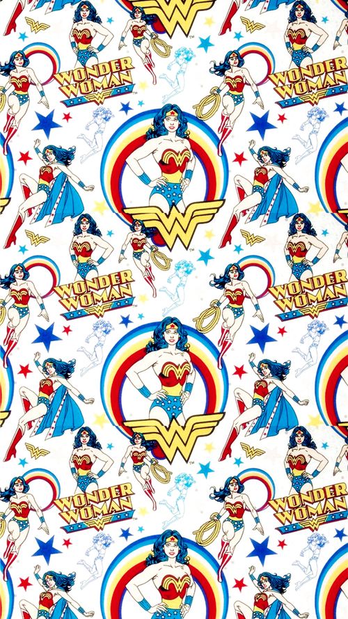 the wonder woman pattern is shown in white and blue, with red, yellow, and blue