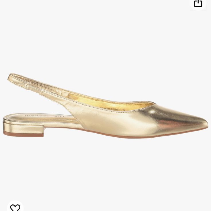 Madden Girl Delaney Gold Ballet Sling Back Flat With Small Heel. Rubber Sole New, Never Worn! Elegant Gold Ankle Strap Flats, Gold Flat Heel Slingback Pumps For Party, Gold Slingback Pumps With Flat Heel For Formal Occasions, Gold Ankle Strap Flats, Gold Flats For Evening In Spring, Gold Ballet Flats, Madden Girl Shoes, Girl Shoes, Sling Back