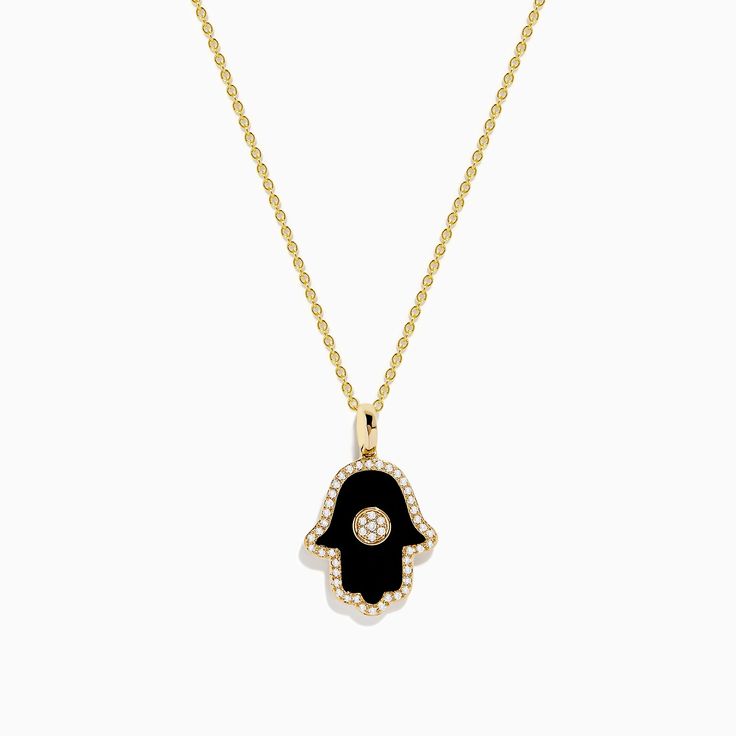 Effy Novelty 14K Yellow Gold Onyx and Diamond Hamsa Pendant Hamsa Pendant, Effy Jewelry, Gold Yellow, Onyx, Yellow Gold, Pendant Necklace, Pendant, Yellow, Gold