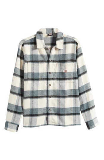 Midweight flannel woven in a bold plaid brings casual, relaxed comfort to an overshirt crafted with a touch of wool and a fit that's easy to layer in the cold. 29 1/2" length; 44" chest (size Medium) Spread collar Long sleeves with button cuffs 65% polyethelene, 20% wool, 15% other fibers Dry clean Imported Casual Yarn-dyed Button-up Flannel Shirt, Classic Plaid Button-up Shacket, Yarn-dyed Long Sleeve Shirt For Fall, Yarn-dyed Button-up Tops For Fall, Yarn-dyed Long Sleeve Fall Shirt, Fall Season Yarn-dyed Button-up Tops, Fall Yarn-dyed Button-up Tops, Casual Yarn-dyed Flannel Shirt For Fall, Flannel Button-up Shacket For Work