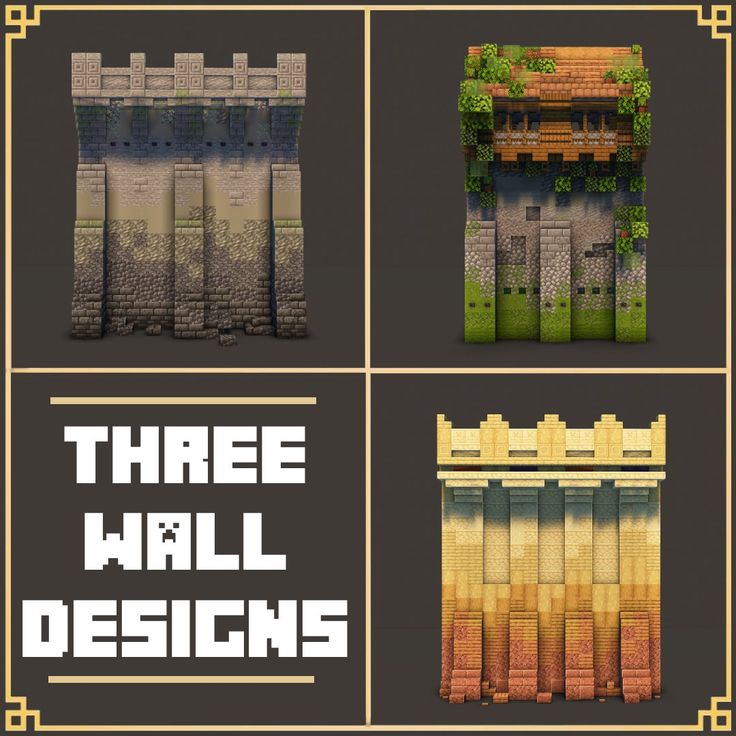 three wall designs in different styles and colors with text that reads, three wall designs