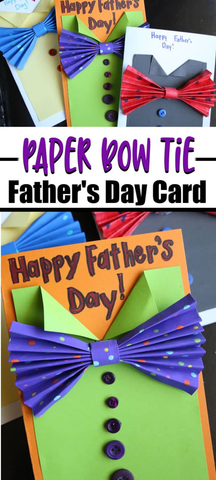 father's day card made out of paper with the words paper bow tie on it