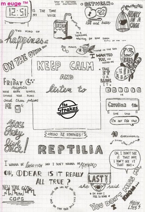 doodle notes with words and pictures on them that say keep calm, reptilia