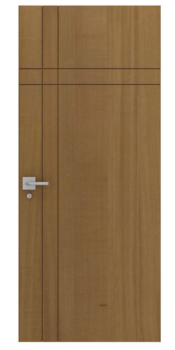 a wooden door with two metal handles