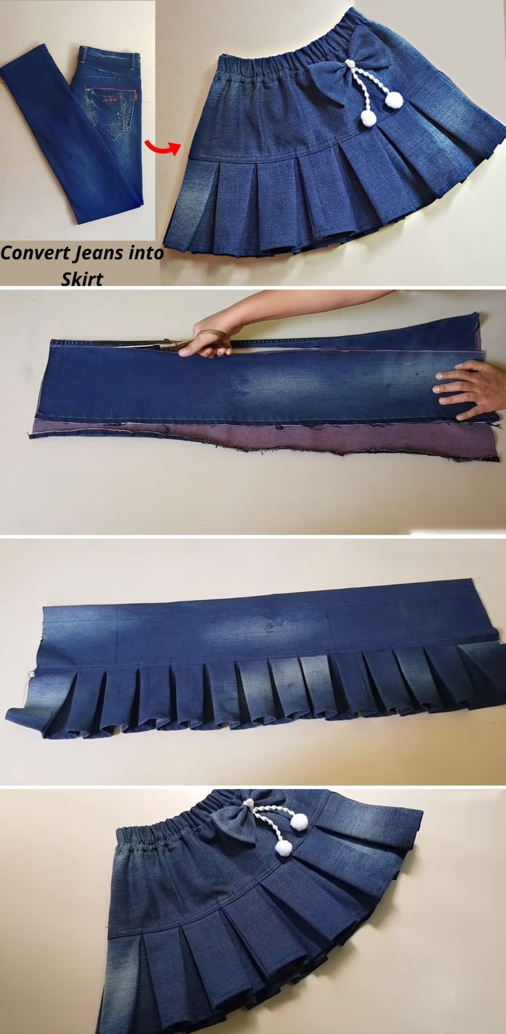 Convert Jeans To Skirt, Outfit Sewing Ideas, Up Cycling Jeans, Sewing Projects Skirt, Skirt From Jeans Diy, How To Sew A Skirt, Upcycle Clothes Ideas, Upcycle Jeans Skirt, Jeans Into A Skirt