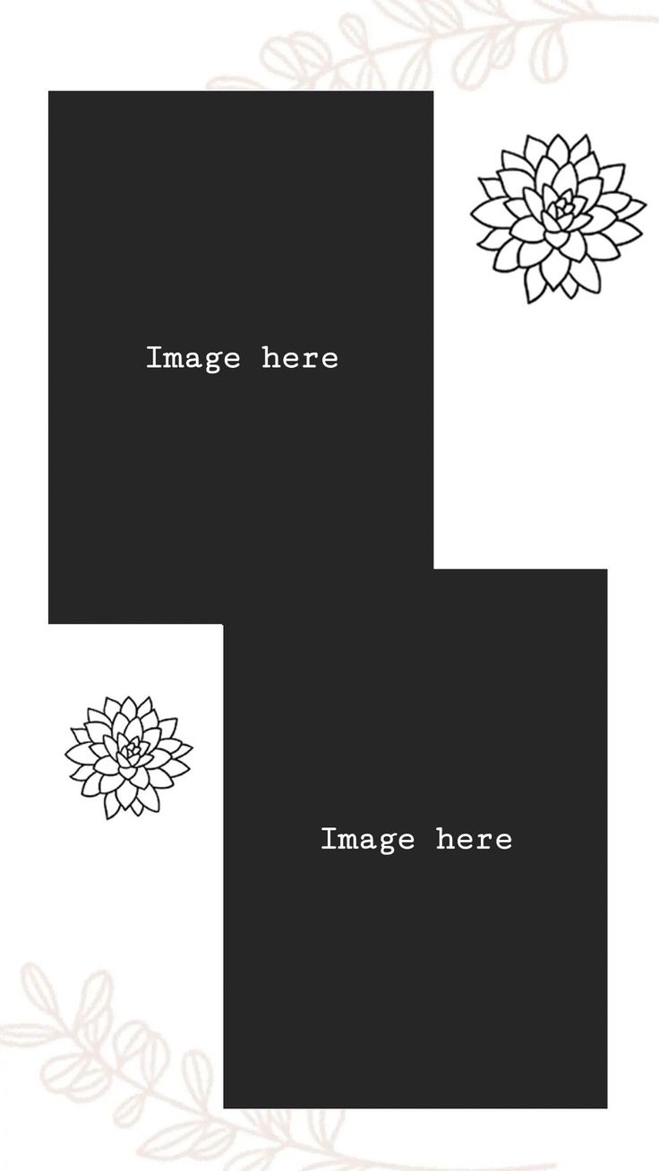 two black and white frames with flowers on them, one has the word image here