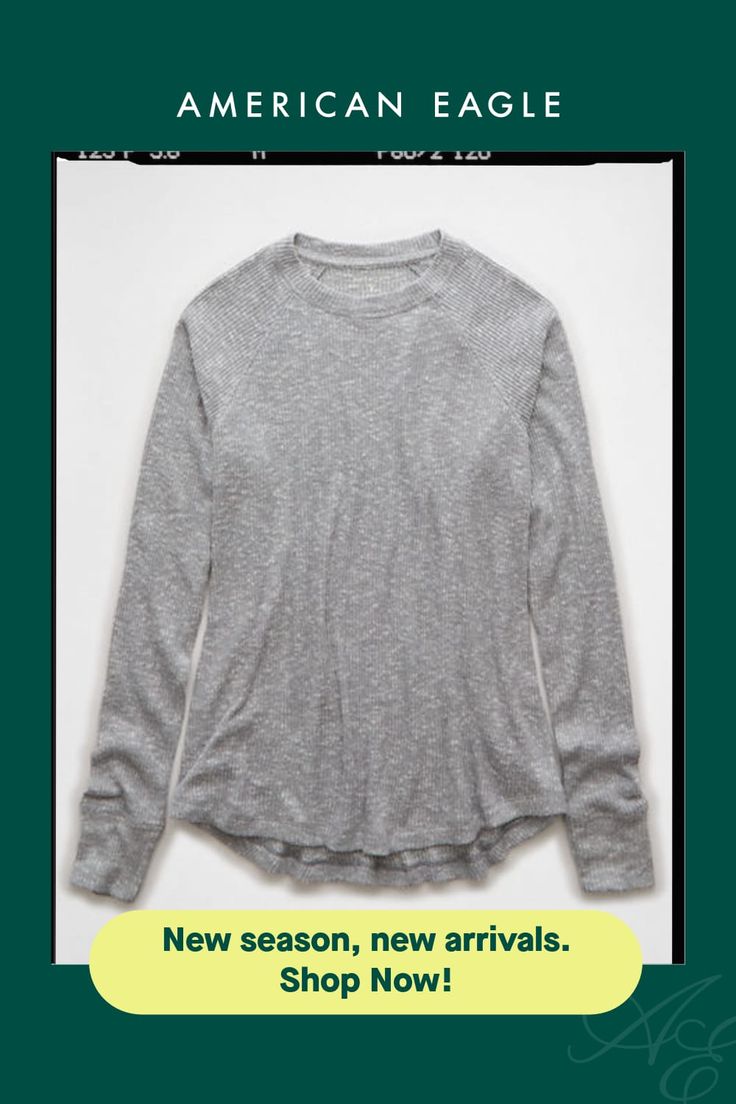 Super soft ribbed plush/Long sleeves/Crew neck Ribbed Long Sleeve T-shirt For Fall, Comfy Gray Top With Ribbed Cuffs, Comfy Long Sleeve Tops With Soft Texture, Comfy Gray Everyday Tops, Comfy Everyday Gray Top, Fall T-shirt With Ribbed Neckline For Everyday, Cotton Ribbed Crew Neck Long Sleeve Top, Ribbed Cotton Crew Neck Long Sleeve Top, Ribbed Cotton Long Sleeve Crew Neck Top