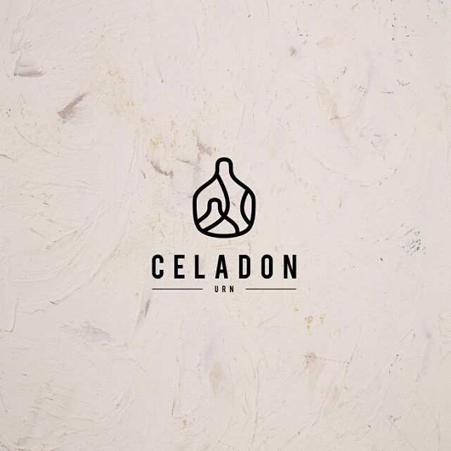 the logo for celadon is shown on a white background with black lines and leaves