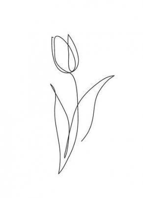 a line drawing of a single tulip on a white background with the word love written below it