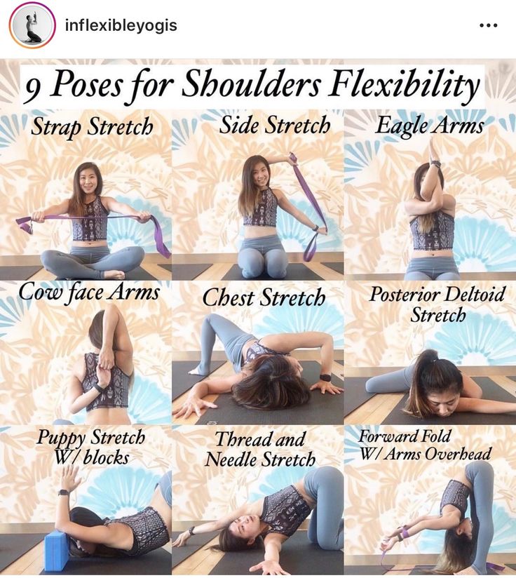 a woman is doing yoga poses for shoulders flexibility and side stretches with the instructions below