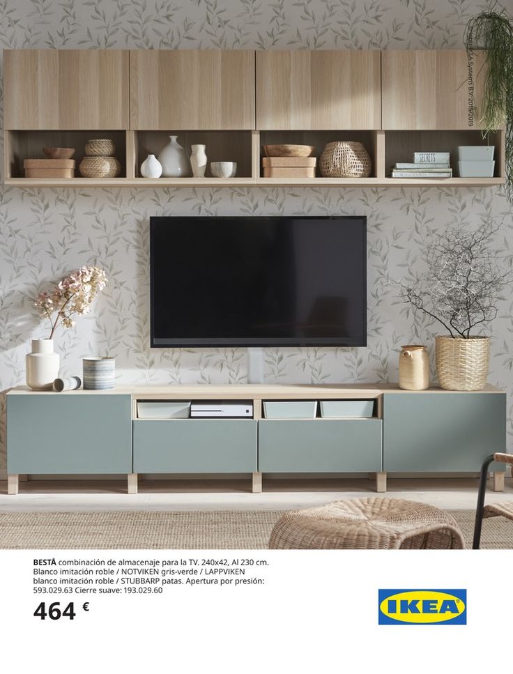 an advertisement for ikea's new tv and entertainment center in the living room