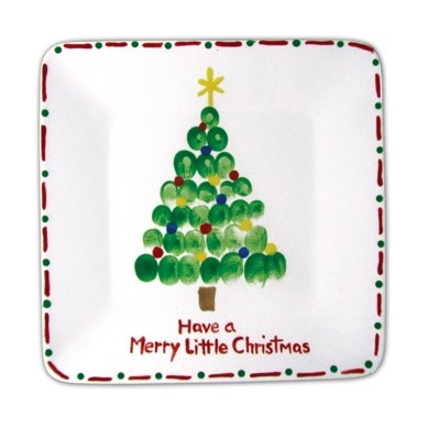 a plate with a christmas tree painted on it