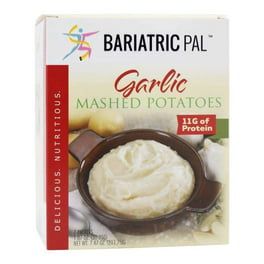 garlic mashed potatoes in a box on a white background