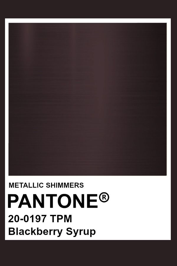 an advertisement for metallic shimers featuring pantone's blackberry syrup