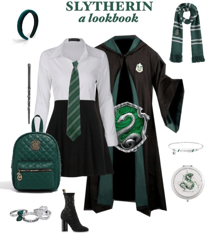 Slytherin Uniform Female, Slytherin Uniform, Harry Potter Uniform, Slytherin Costume, Harry Potter Costumes, Slytherin Clothes, Harry Potter Case, Slytherin Outfit, Slytherin Fashion