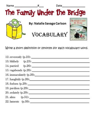 the family under the bridge worksheet for children to learn how to read and write