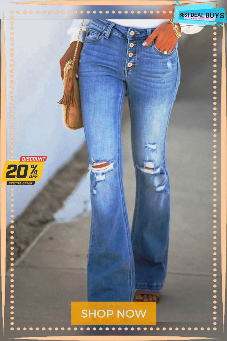 As Picture Holiday Ripped Denim Jeans Mid-rise Jeans With Zipper Closure For Fall, Non-stretch Denim Jeans With Zip Fly, Trendy Non-stretch Jeans With Zip Fly, Non-stretch Denim Jeans, Light Wash Jeans With Zip Fly For Fall, Fall Light Wash Jeans With Zip Fly, Casual Non-stretch Jeans With Zipper Closure, Denim Blue Pants With Zipper Closure For Fall, Fall Denim Blue Pants With Zipper Closure