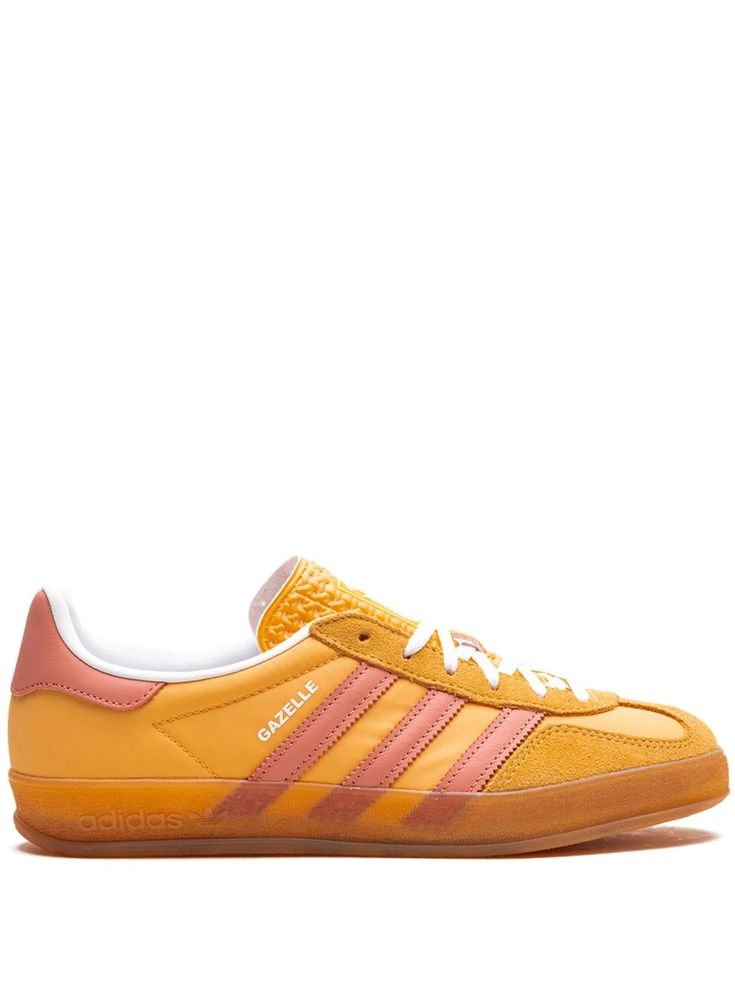 Shop adidas Gazelle Indoor sneakers Yellow Adidas Shoes, Adidas Gazelle Indoor, Detailing Logo, Funky Shoes, Versace Outfit, Shoe Inspo, Yellow Shoes, Dolce E Gabbana, Summer Beach Wear