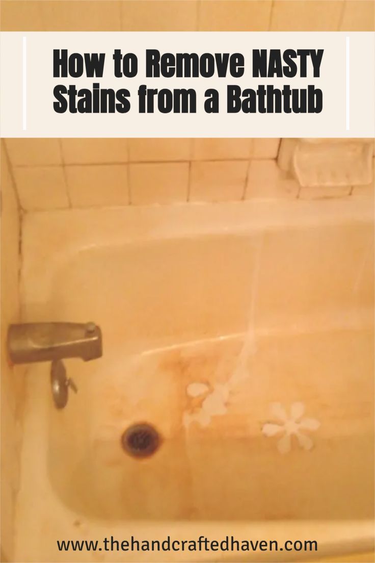 👋 Hello, clean and shiny bathtub! ✨ Learn how to remove nasty and stubborn stains from your tub in a jiffy! 💪 Get ready for a tub-love reunion you never thought was possible. 🌟 Click to see how 👇 How To Clean Bathtub Mold, How To Whiten Your Bath Tub, How To Clean An Old Bathtub, Remove Rust From Bathtub, Cast Iron Tub Repurpose, Porcelain Tub Restoration, Clean Tub Stains Bathtub, Bath Tub Cleaning Hacks, Orange Bathtub