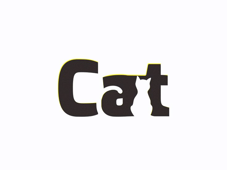 the word cat is written in black and white