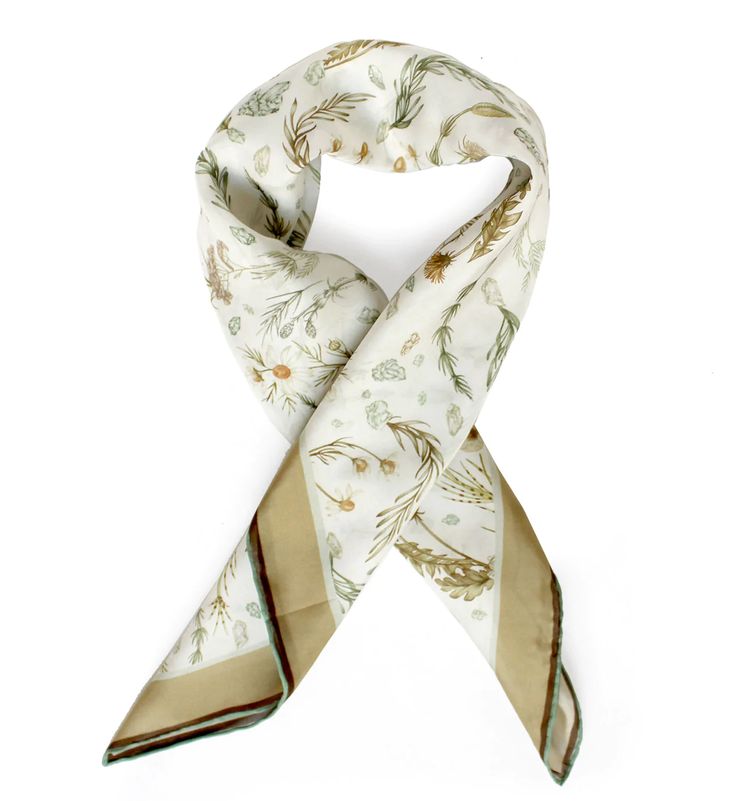 Living Elements Silk Scarf – L I N N A Elegant Rectangular Silk Scarf For Spring, White Classic Silk Scarf, Elegant White Rectangular Scarves, Classic White Silk Scarf, Classic Silk Scarf As A Gift, White Square Scarf For Spring, Elegant Beige Square Silk Scarf, Elegant White Square Silk Scarf, Classic Silk Scarves As A Gift