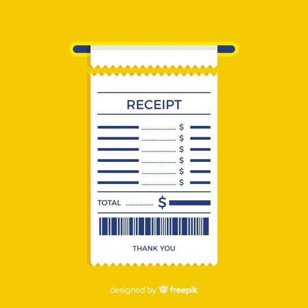 a receipt hanging on a yellow wall with the word receipt written below it and a barcode