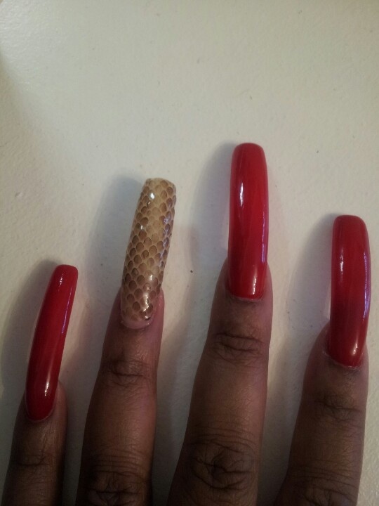 Snakeskin and red Nail Tech, Snake Skin, Convenience Store Products, Nails, Red, Beauty