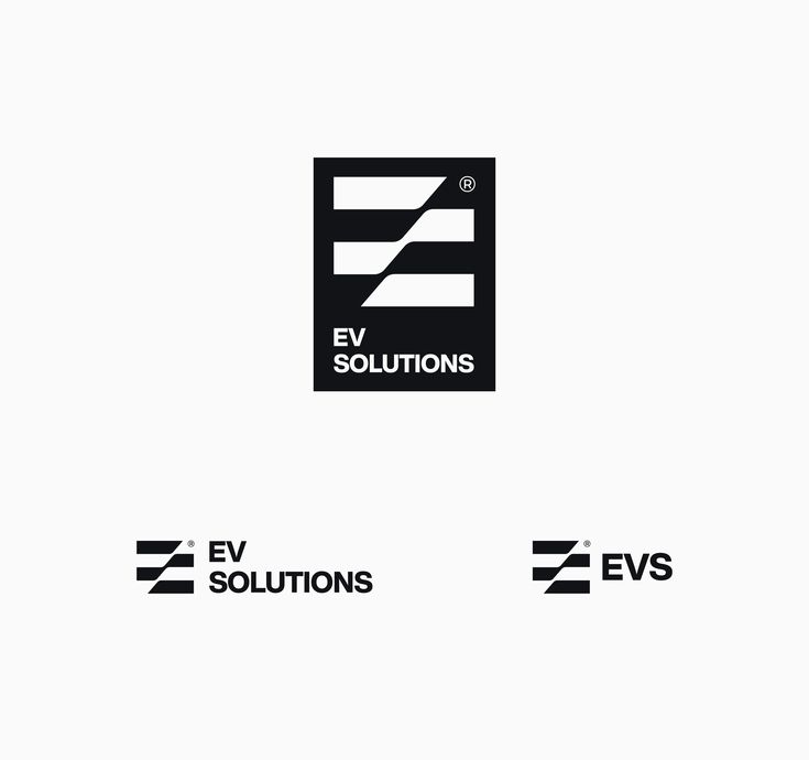 the logo for ev solutions is shown in black and white