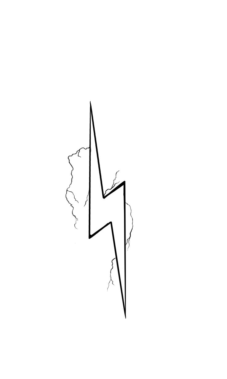 a black and white drawing of a lightning bolt