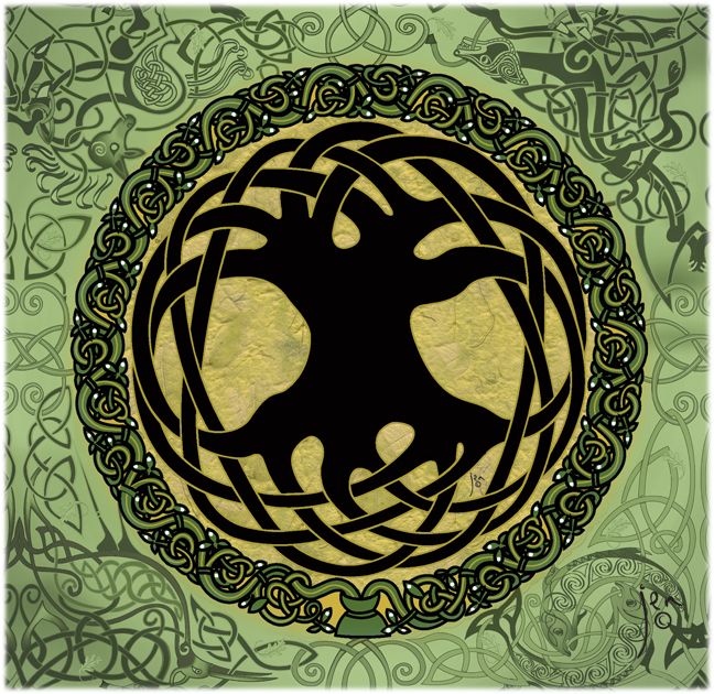 the celtic symbol is depicted in this artistic painting, which looks like it has been painted on